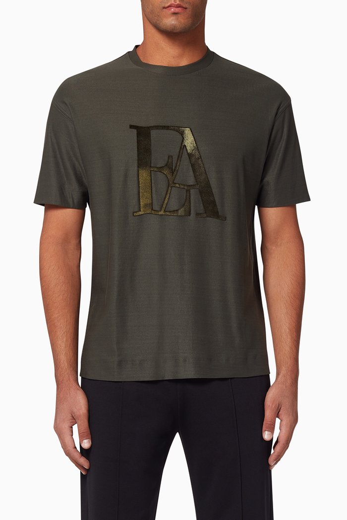 

EA Macro Watercolour Jersey T-Shirt, Green