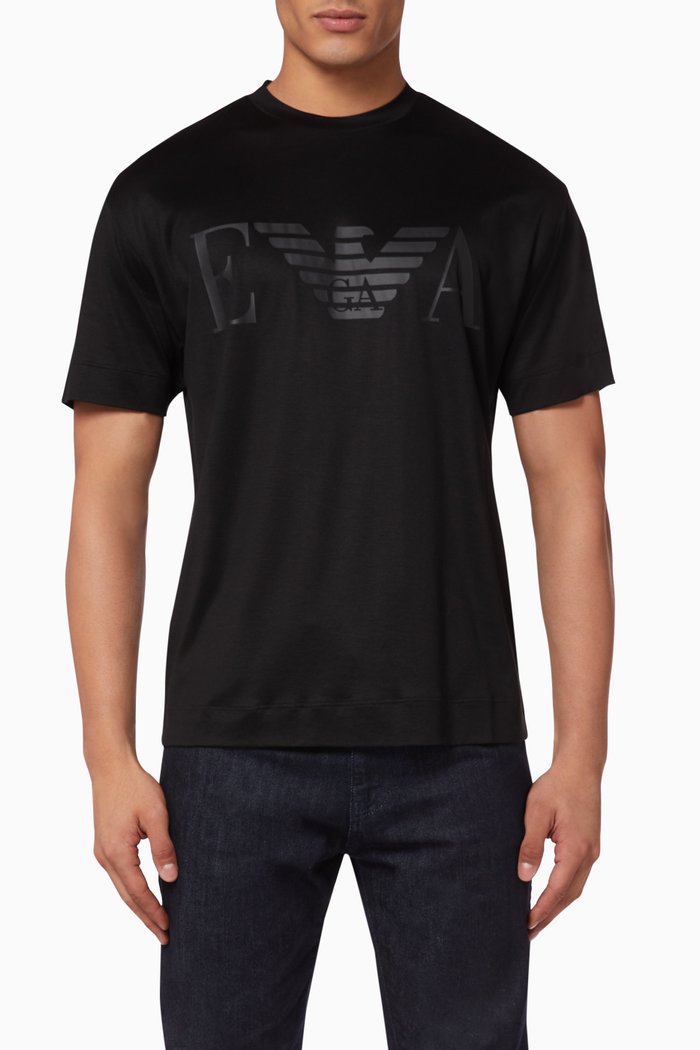 

EA Macro Eagle Print Jersey T-Shirt, Black