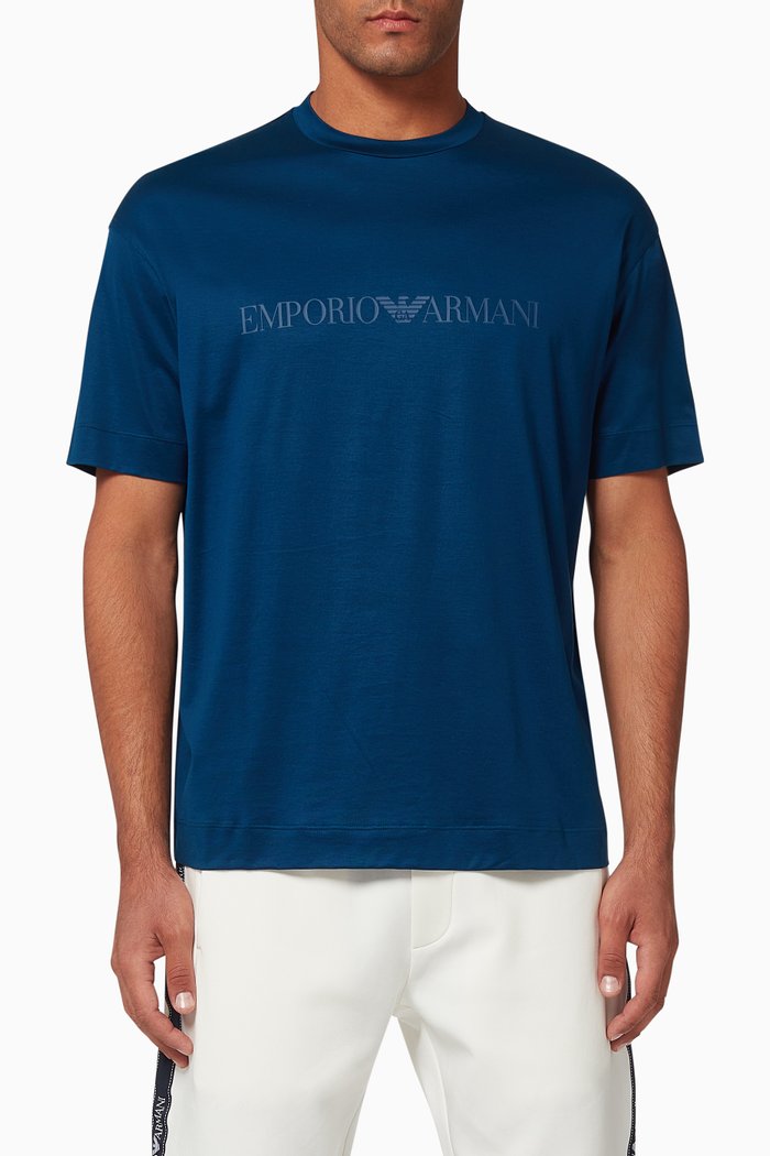 

EA Macro Eagle Print Jersey T-Shirt, Blue