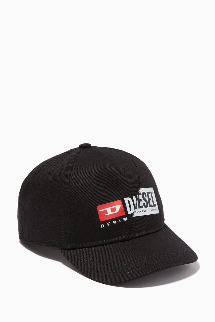 

Tricolour Logo Cap in Cotton Twill, Black
