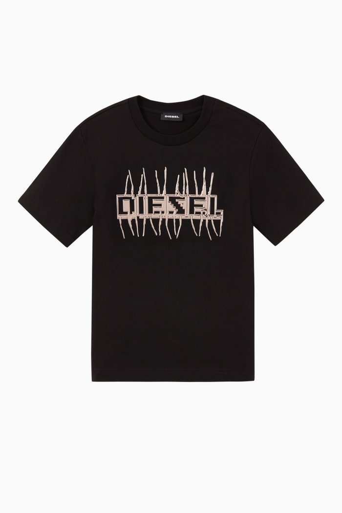 

Stitches Logo Cotton Jersey T-Shirt, Black