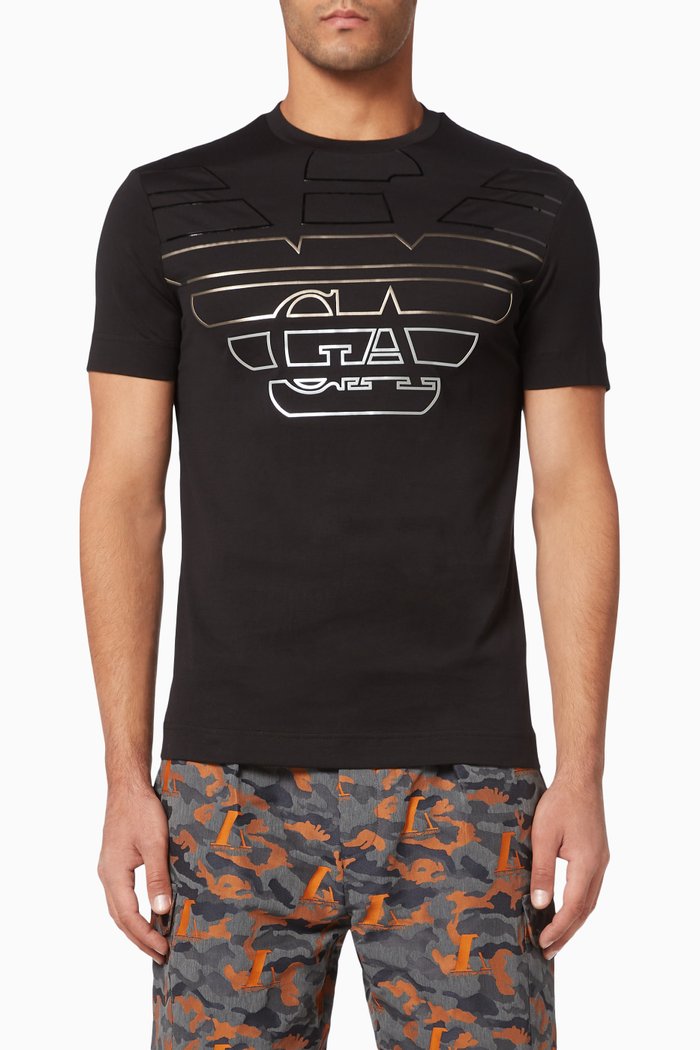 

EA Macro Stencil Eagle Jersey T-Shirt, Black