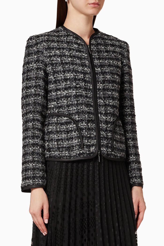 

Tweed Bouclé Wool-Blend Jacket, Grey