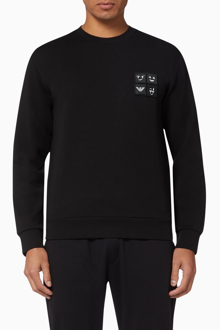

EA Eagle & Emoji Patch Patch Sweatshirt, Black