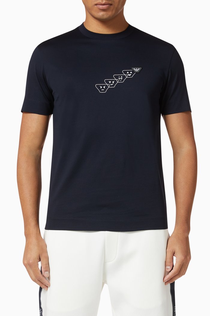 

EA Eagle & Emoji Print Jersey T-Shirt, Blue