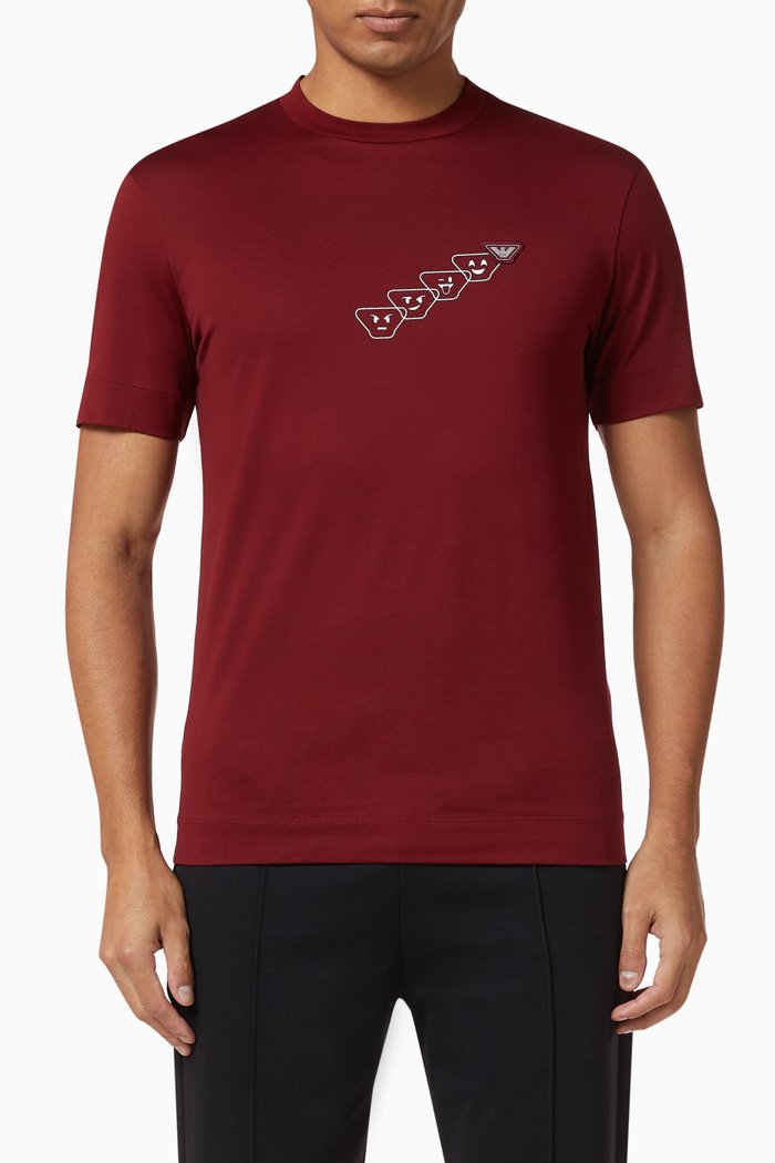 

EA Eagle & Emoji Print Jersey T-Shirt, Red