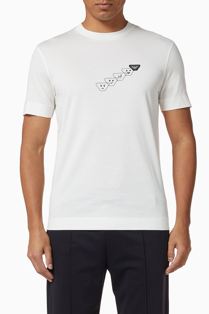 

EA Eagle & Emoji Print Jersey T-Shirt, White
