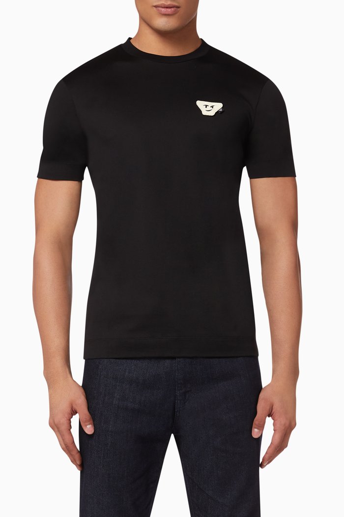 

Emoji Patch & Eagle Jersey T-shirt, Black