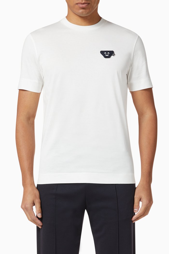 

Emoji Patch & Eagle Jersey T-shirt, White