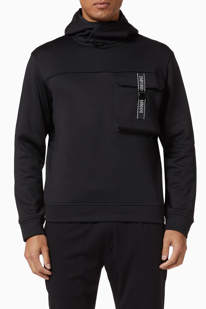 

Logo Tape Hooded Sweatshirt, Black