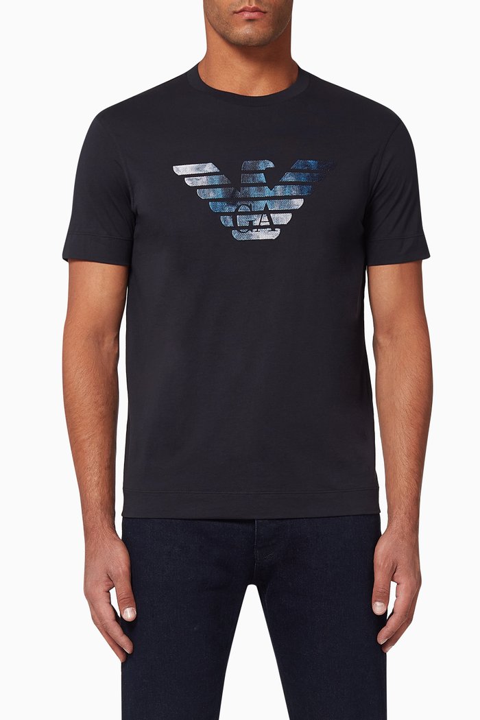 EA Macro Watercolour Jersey T-Shirt, Blue