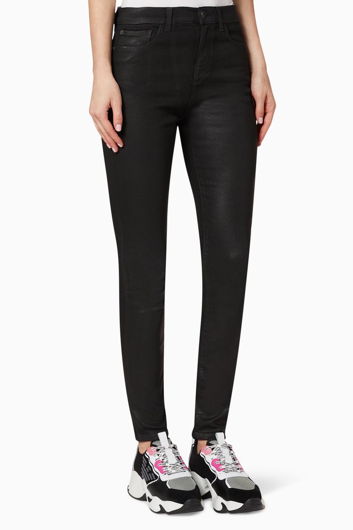 

Coated Slim Fit Stretch Denim Jeans, Black