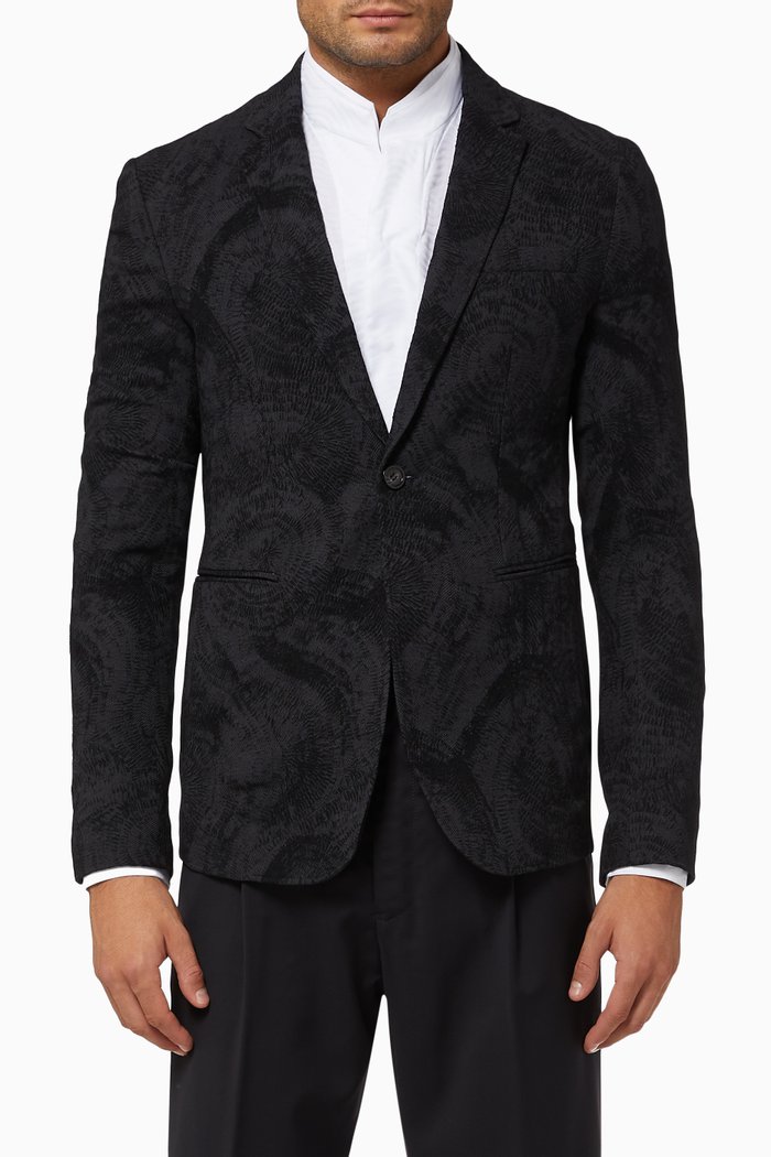 

Foliage Virgin Wool Blazer Jacket, Grey