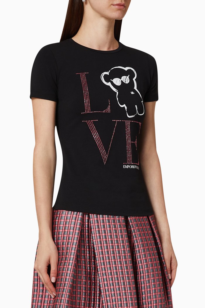 

Love Manga Bear Jersey T-Shirt, Black