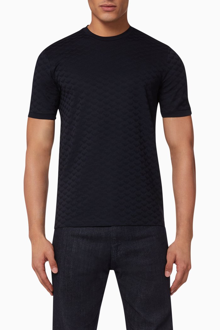 Eagle Monogram Jacquard Jersey T-Shirt, Blue