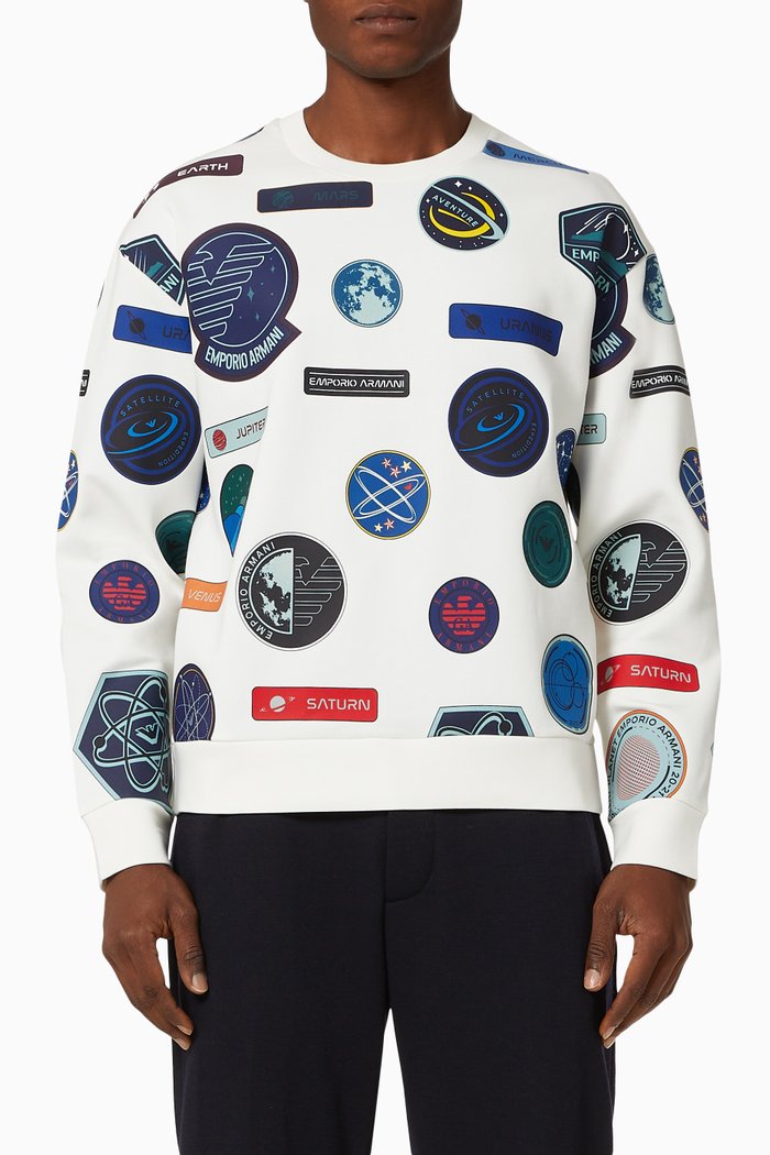 

Space Badges Jersey Sweatshirt, White