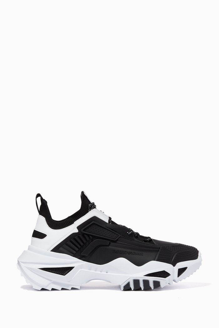 

Extreme Chunky Sneakers in Calf Leather & Rubber, Black