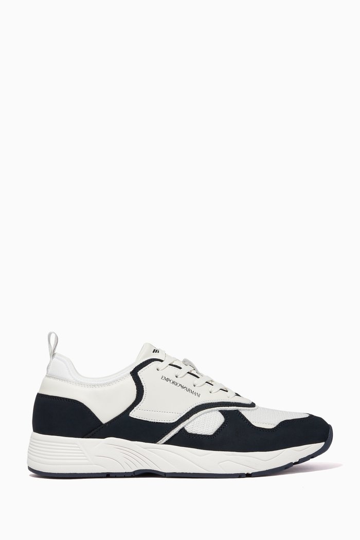 

Sneakers in Suede Leather & Mesh, Blue