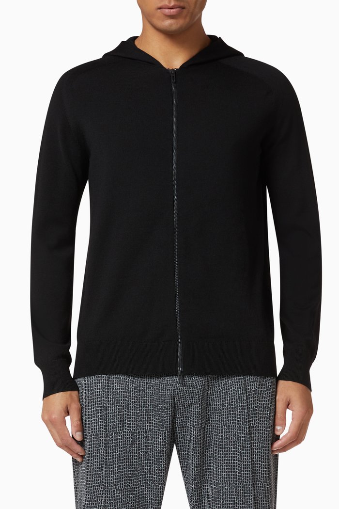 

Travel Essentials Hooded Woollen Cardigan, Black