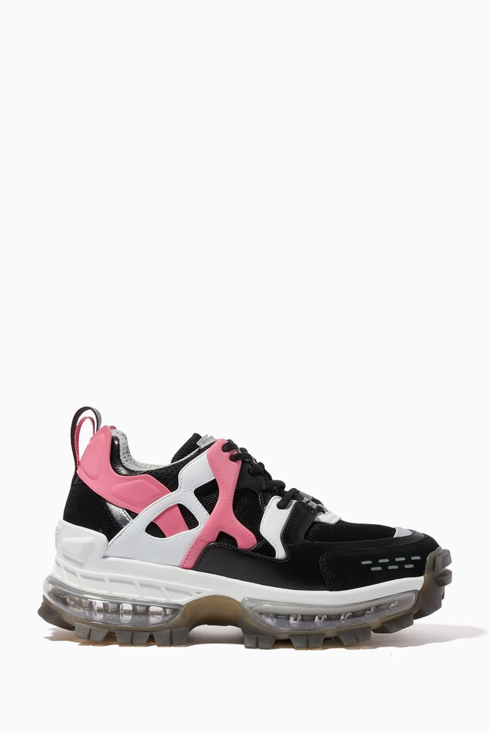 

Chunky Sneakers in Faux Leather & Mesh, Black
