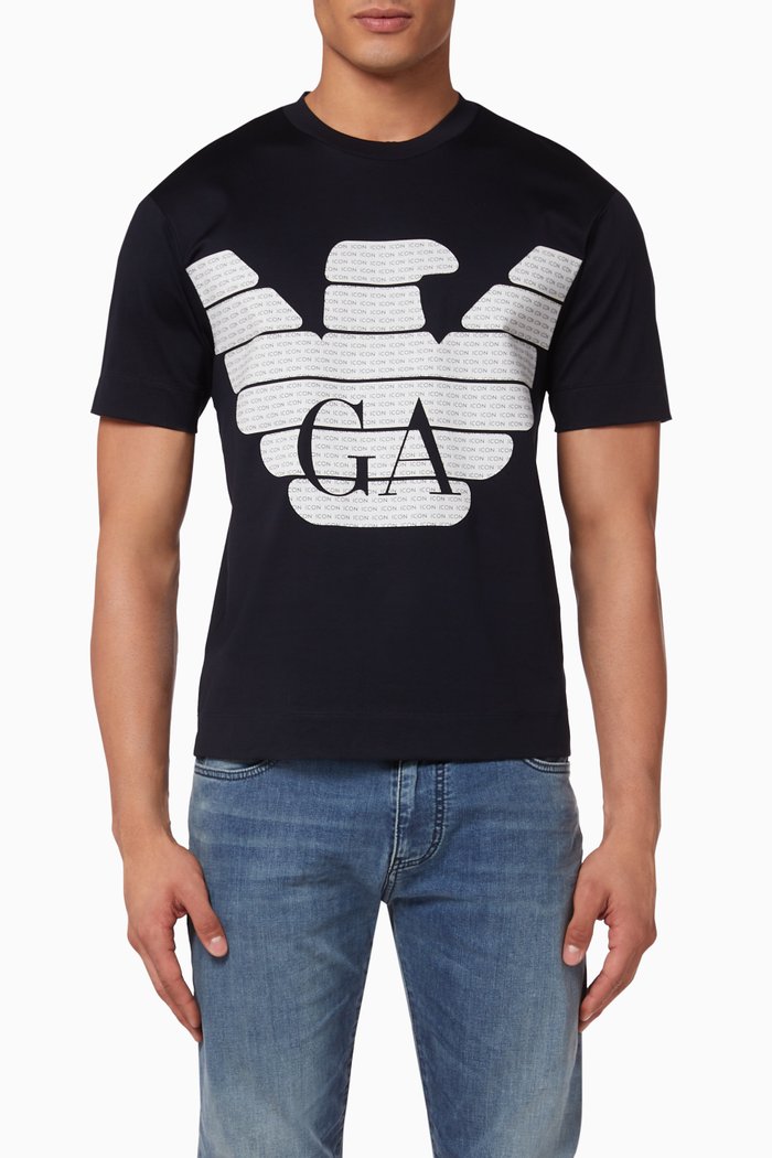 

GA Macro Icon Eagle Print Jersey T-Shirt, Blue