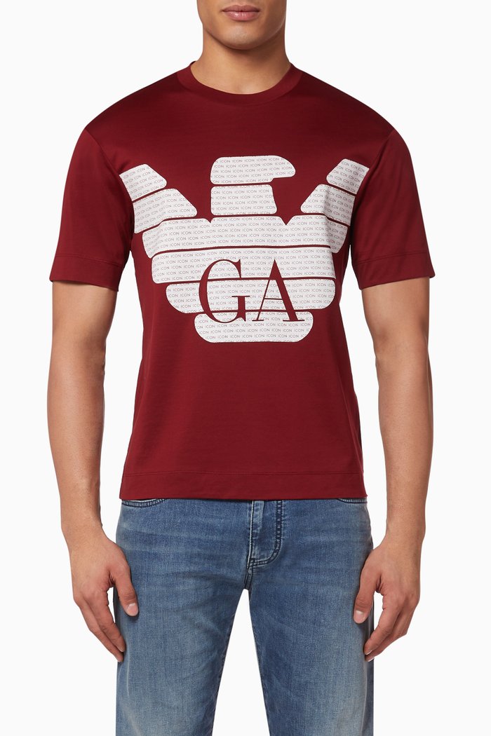 

GA Macro Icon Eagle Print Jersey T-Shirt, Red