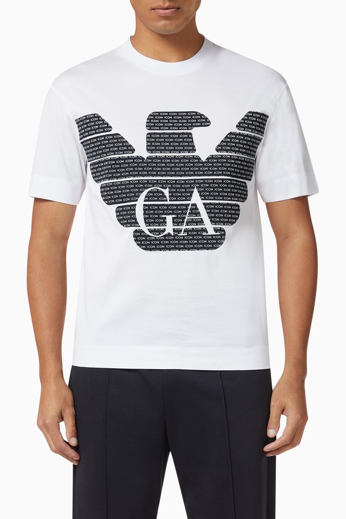 

GA Macro Icon Eagle Print Jersey T-Shirt, White