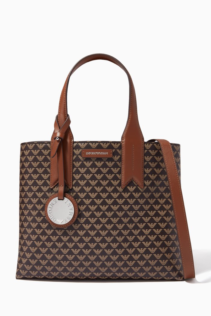 

Frida Monogram Tote Bag in Eco Leather, Brown