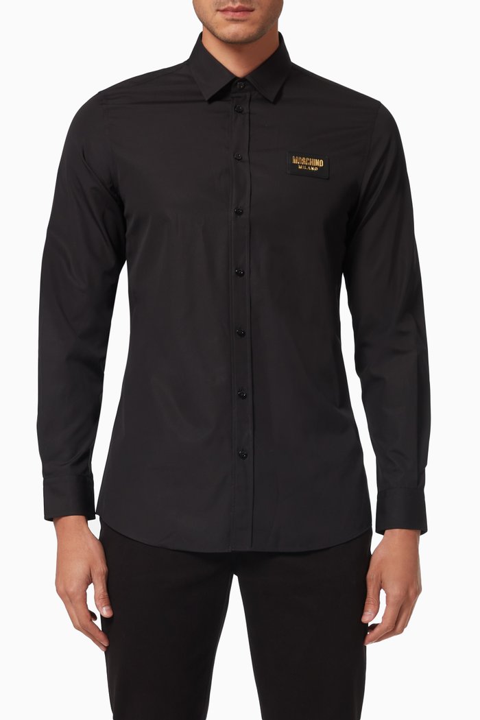 

Label Shirt in Cotton Poplin, Black