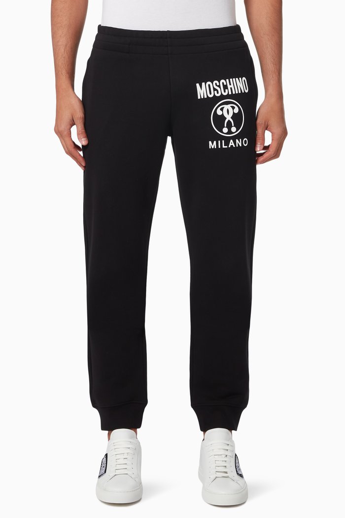 

Joggers with Double Question Mark in Cotton Fleece, Black