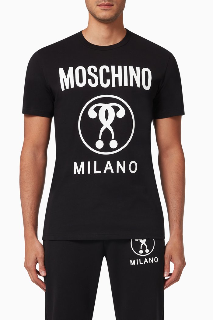

Double Question Mark Logo T-shirt in Cotton Jersey, Black