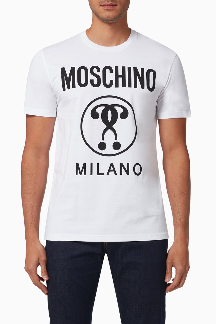 

Double Question Mark Logo T-shirt in Cotton Jersey, White