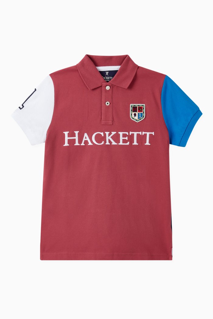 

Mismatched Sleeves Jersey Polo Shirt, Burgundy