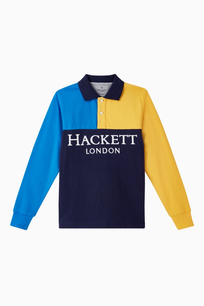 

Long-Sleeve Jersey Polo Shirt, Multicolour