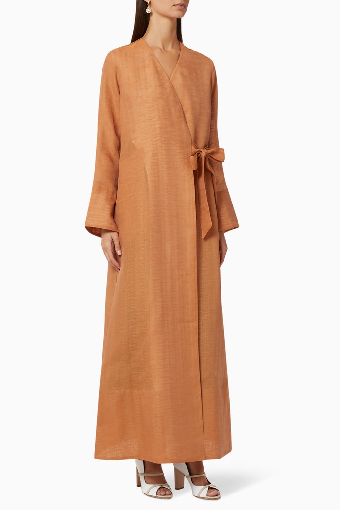 

Wrap Linen Abaya, Brown