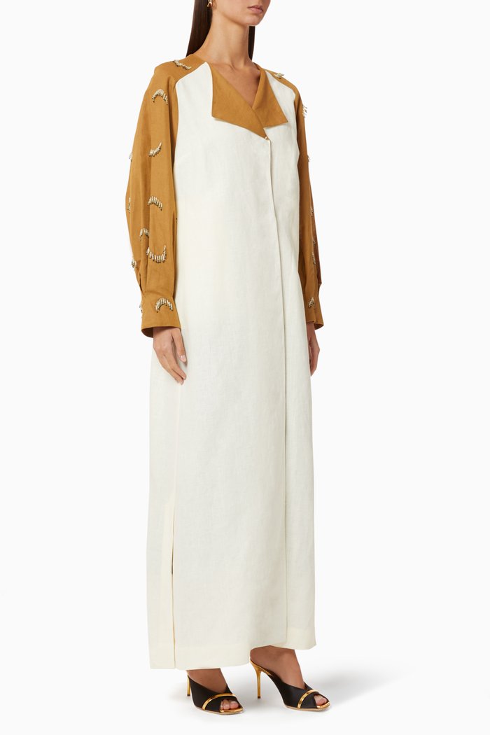 

Embellished Fringed Abaya, Multicolour