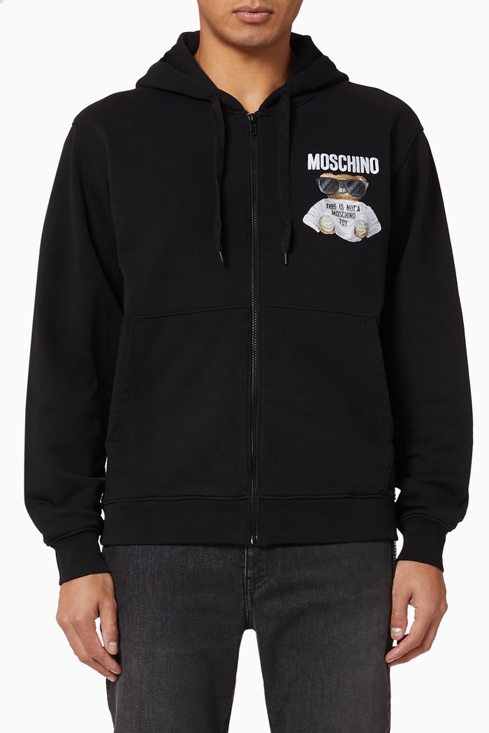 

Teddy Bear Cotton Hoodie, Black