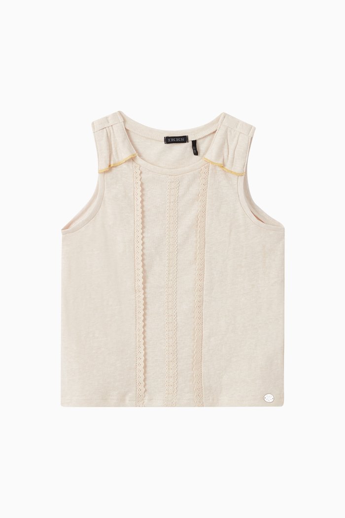 

Lace Trim Sleeveless Top, White