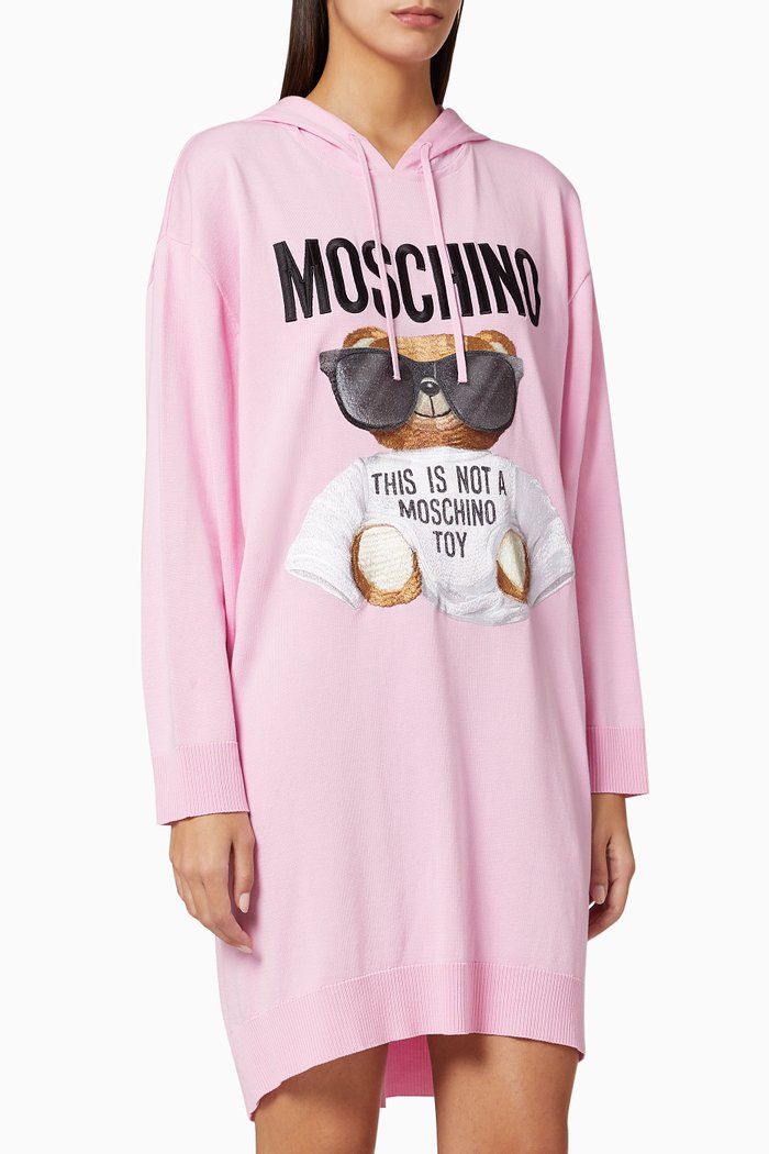 

Oversized Teddy Bear Hooded Sweatshirt Dress, Pink