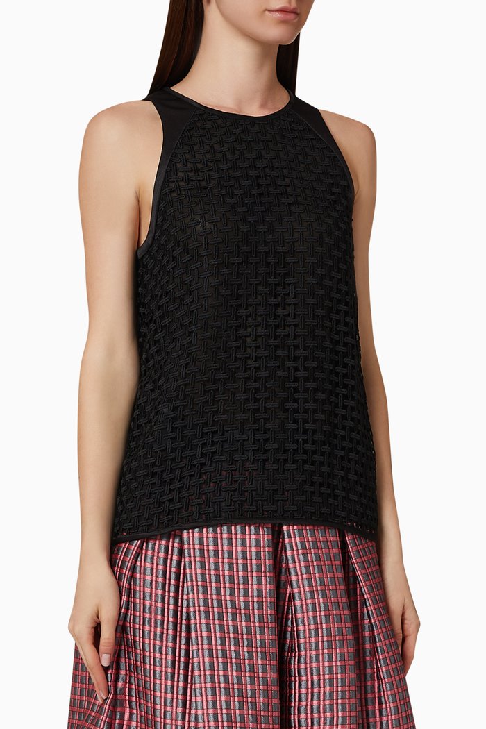Geometric Macramé Top, Black