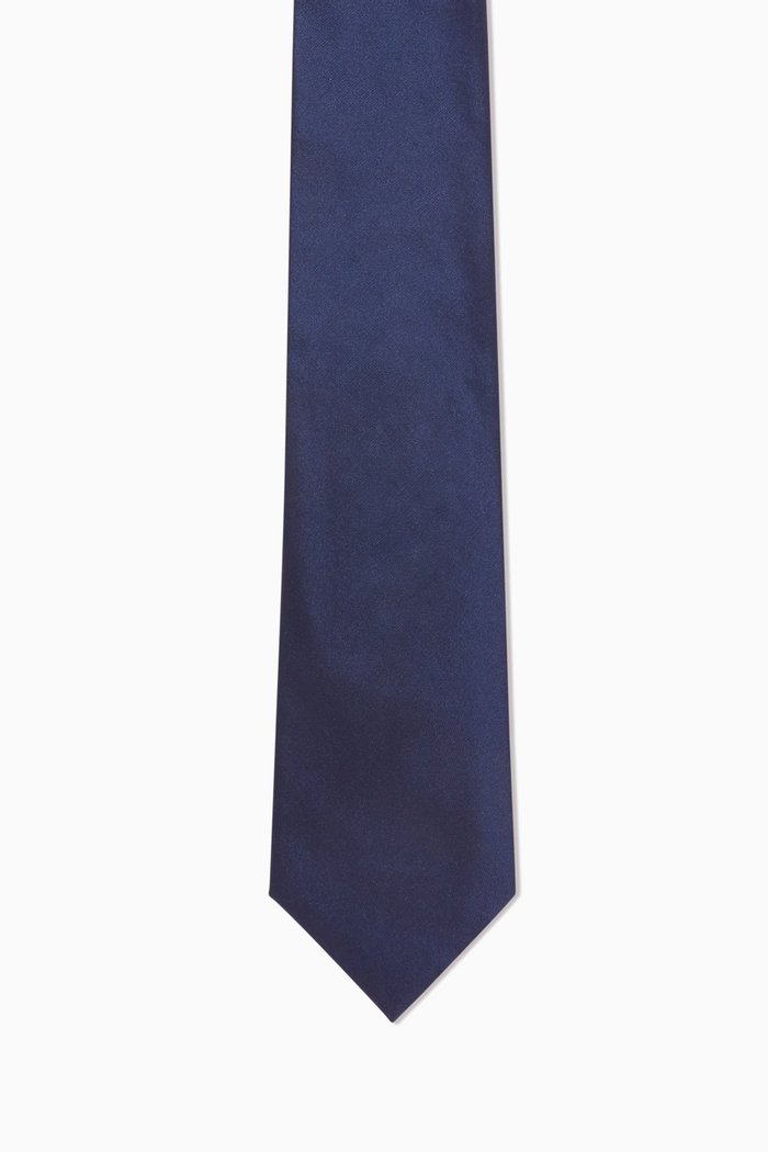 

EA Jacquard Tie in Silk Satin, Blue