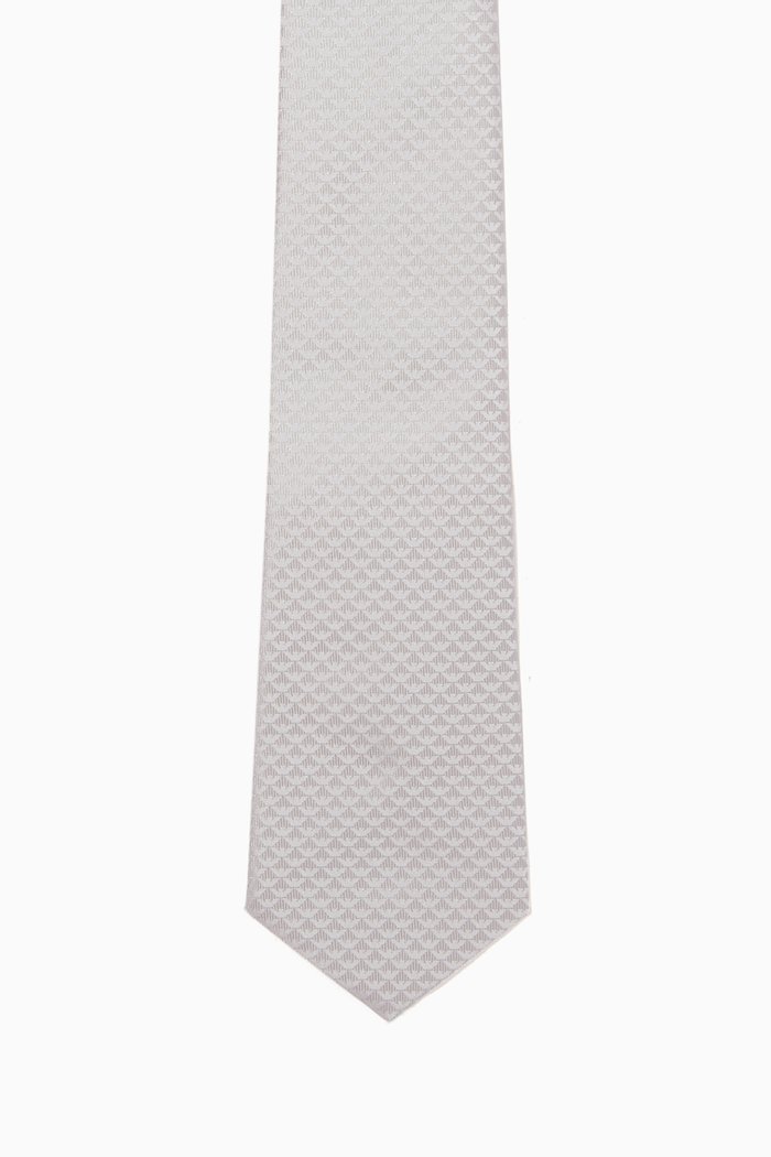 

Eagle Monogram Jacquard Tie in Silk, Grey