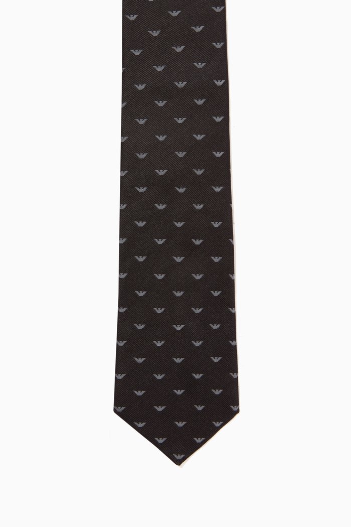 

Eagle Monogram Jacquard Tie in Silk, Black