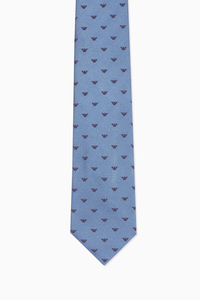 

Eagle Monogram Jacquard Tie in Silk, Blue
