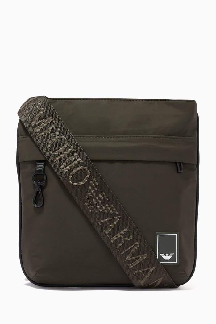 

EA Text Crossbody Bag in Nylon, Neutral