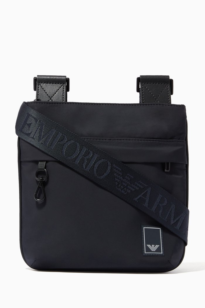 

EA Text Crossbody Bag in Nylon, Blue