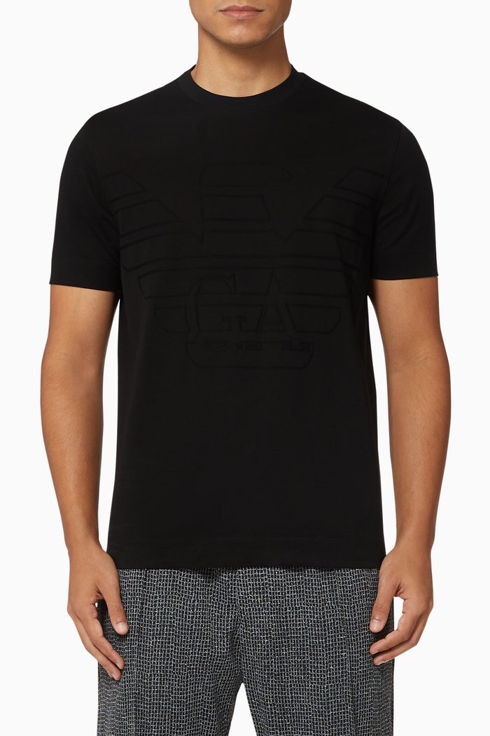 Logo Jacquard Text Jersey T-Shirt, Black