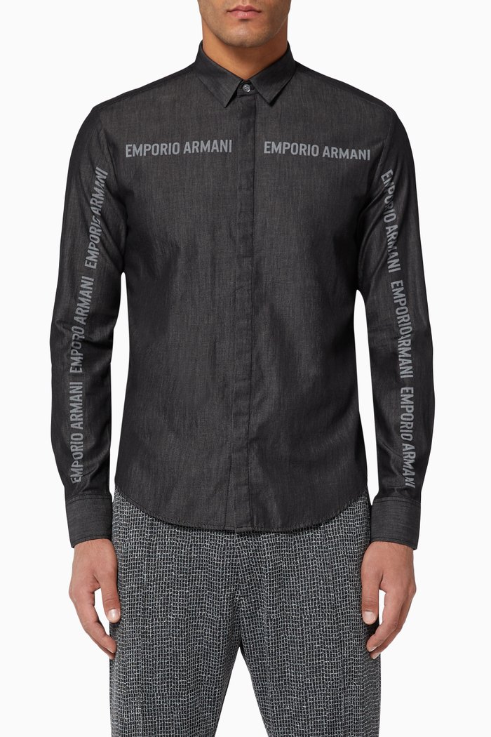 

EA Text Denim Shirt, Black