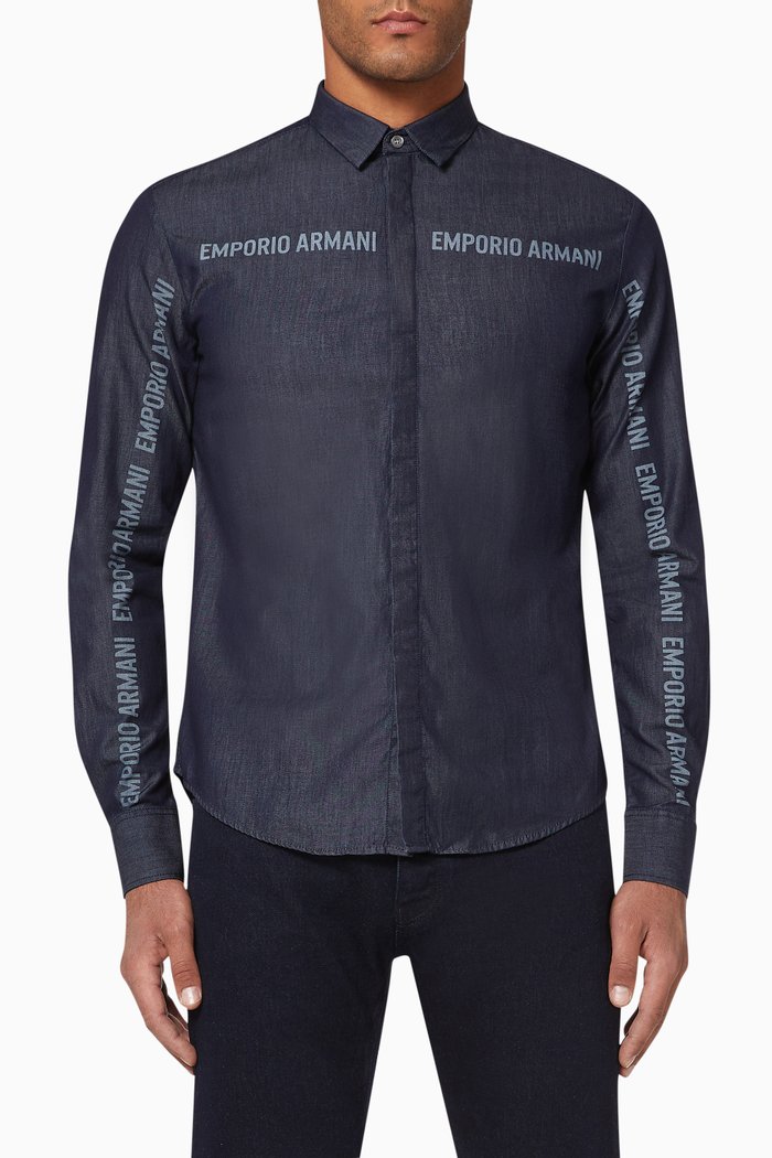 

EA Text Denim Shirt, Blue