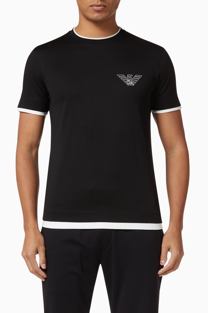 

Eagle Logo Print Jersey T-Shirt, Black